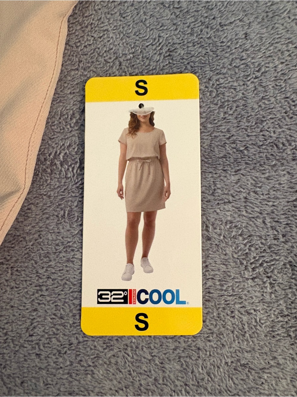 NWT 32 Degrees Cool Women’s Small Beige Dress Above Knee Defined Waist Pockets - Picture 4 of 7